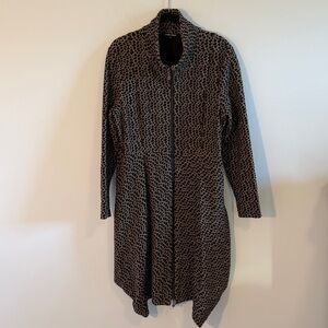 Samuel Dong Leopard Print Bubble Midi Coat Dress Outerwear Size Large